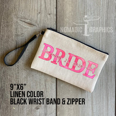 Linen Zipper Wristlet Bag - multiple designs